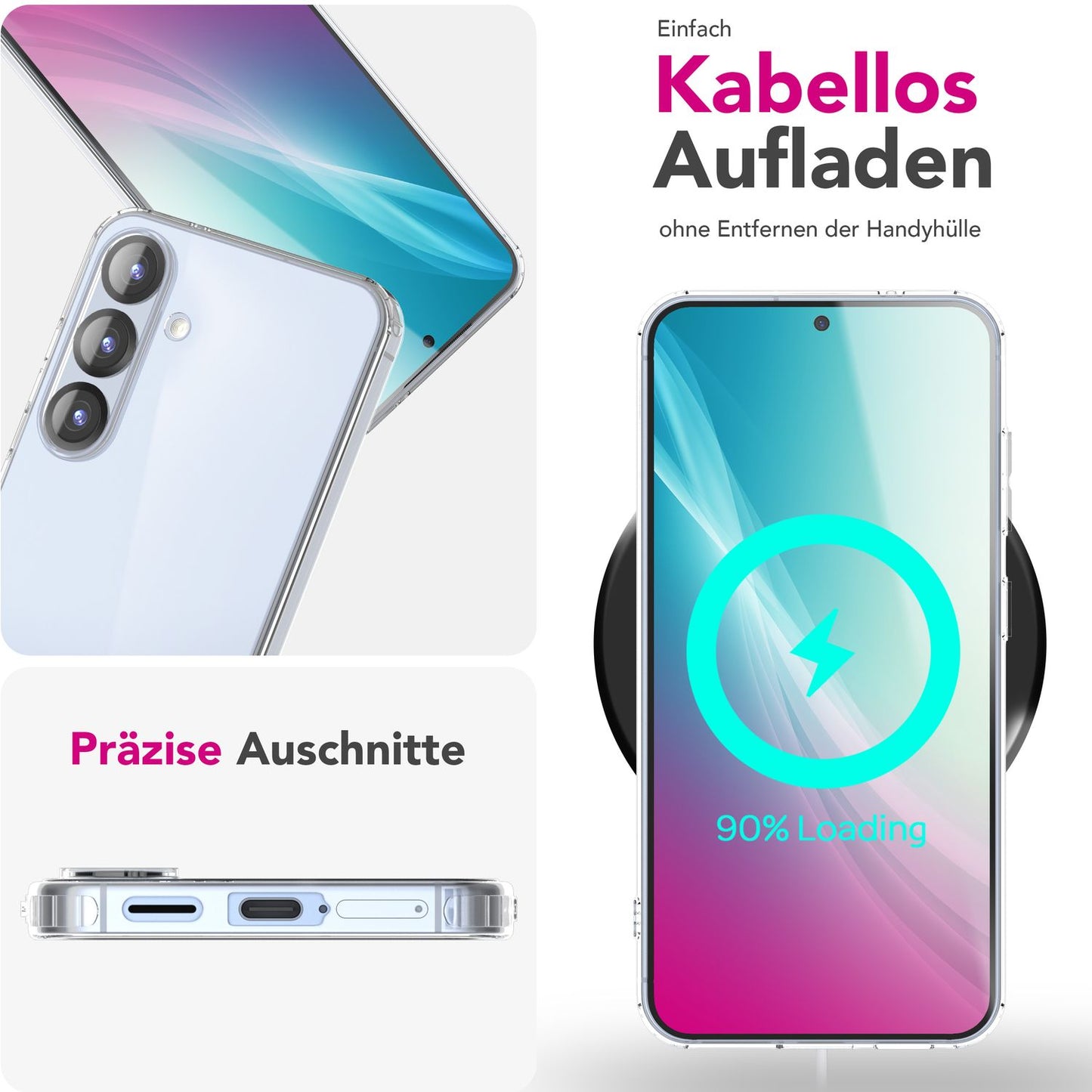 NALIA Transparente Silikonhülle für Samsung Galaxy S25 – Anti-Gelb & Rutschfest – GLAZE (Handyhülle Kristallklar, Schlank & Stoßfest) – Marke aus Berlin