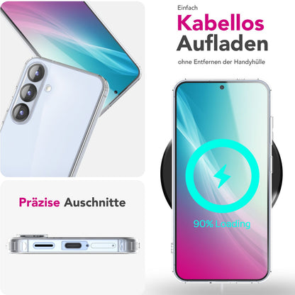 NALIA Transparente Silikonhülle für Samsung Galaxy S25 Plus – Anti-Gelb & Rutschfest – GLAZE (Handyhülle Kristallklar, Schlank & Stoßfest) – Marke aus Berlin