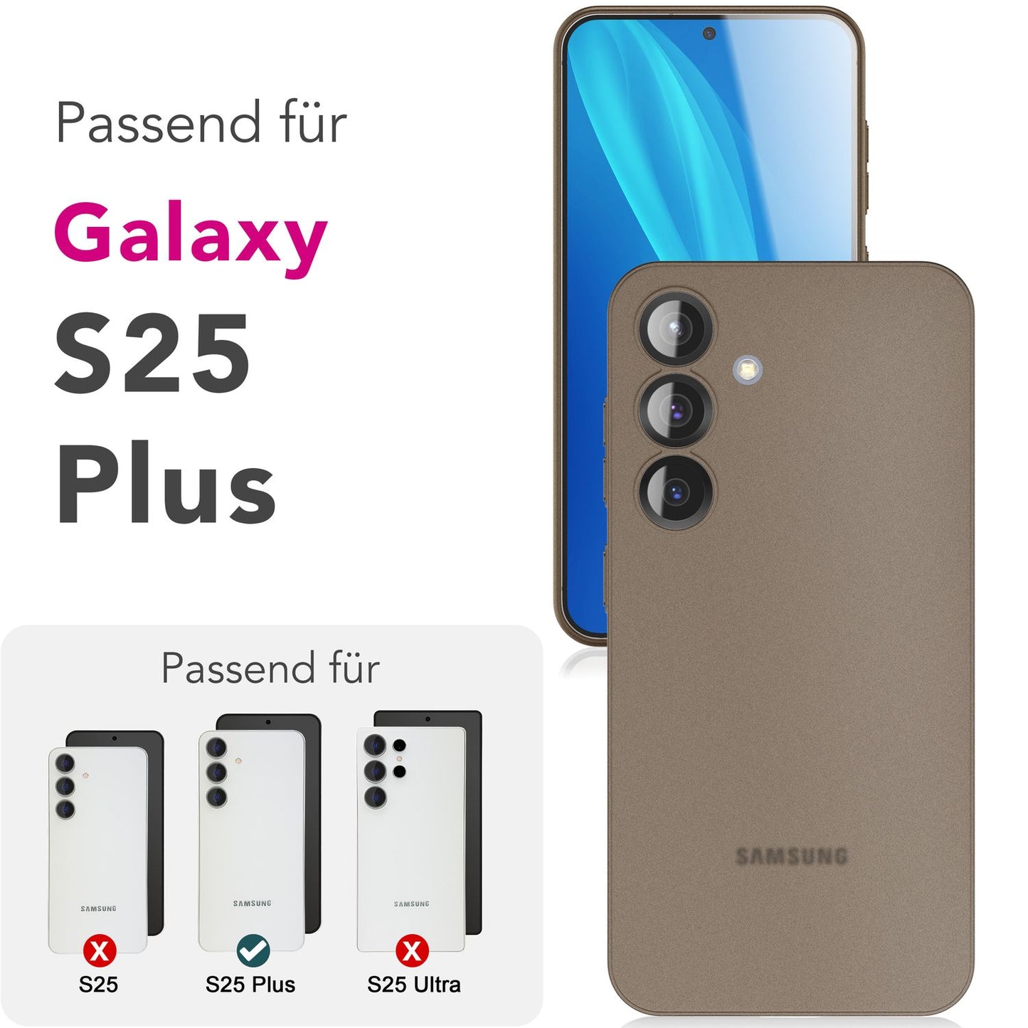 NALIA Ultra Slim Hardcase für Samsung Galaxy S25 Plus – Matt & 0.3mm Dünn – PHANTOM (Hauchdünnes Cover & Kamera-Vollschutz) – Marke aus Berlin