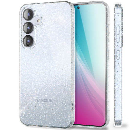 NALIA Glitzerhülle für Samsung Galaxy S25 – Funkelndes Silikon Case – DAZZLIN (Transparent & Stoßfest) – Marke aus Berlin