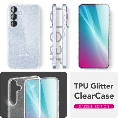 NALIA Glitzerhülle für Samsung Galaxy S25 – Funkelndes Silikon Case – DAZZLIN (Transparent & Stoßfest) – Marke aus Berlin
