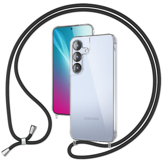 NALIA Handykette für Samsung Galaxy S25 – Transparentes Hybrid-Case & Band – HANGIT PRO (Anti-Gelb Rückseite & Verstellbar) – Marke aus Berlin