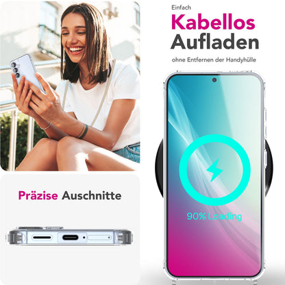 NALIA Handykette für Samsung Galaxy S25 Plus – Transparentes Hybrid-Case & Band – HANGIT PRO (Anti-Gelb Rückseite & Verstellbar) – Marke aus Berlin