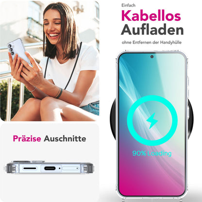 NALIA Handykette für Samsung Galaxy S25 Plus – Transparentes Hybrid-Case & Band – HANGIT PRO (Anti-Gelb Rückseite & Verstellbar) – Marke aus Berlin