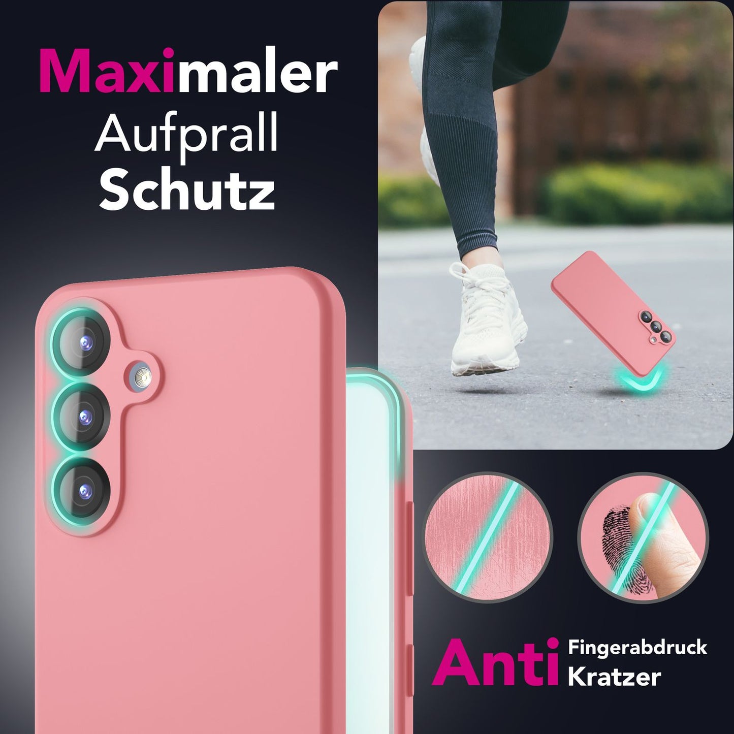 NALIA Silikonhülle für Samsung Galaxy S25 – Kameraschutz & Innenfutter – PHOENIX (Soft-Touch Case) – Marke aus Berlin