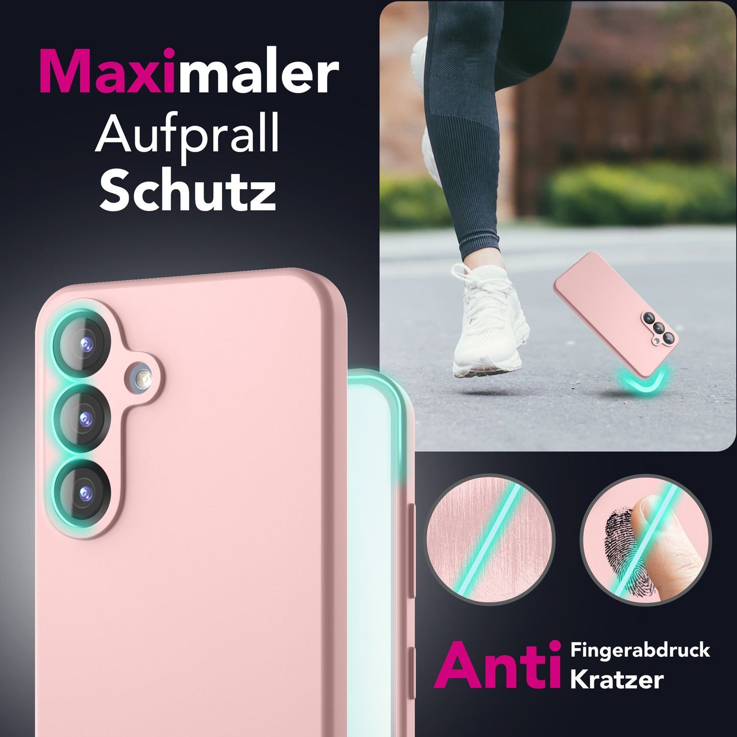NALIA Silikonhülle für Samsung Galaxy S25 – Kameraschutz & Innenfutter – PHOENIX (Soft-Touch Case) – Marke aus Berlin
