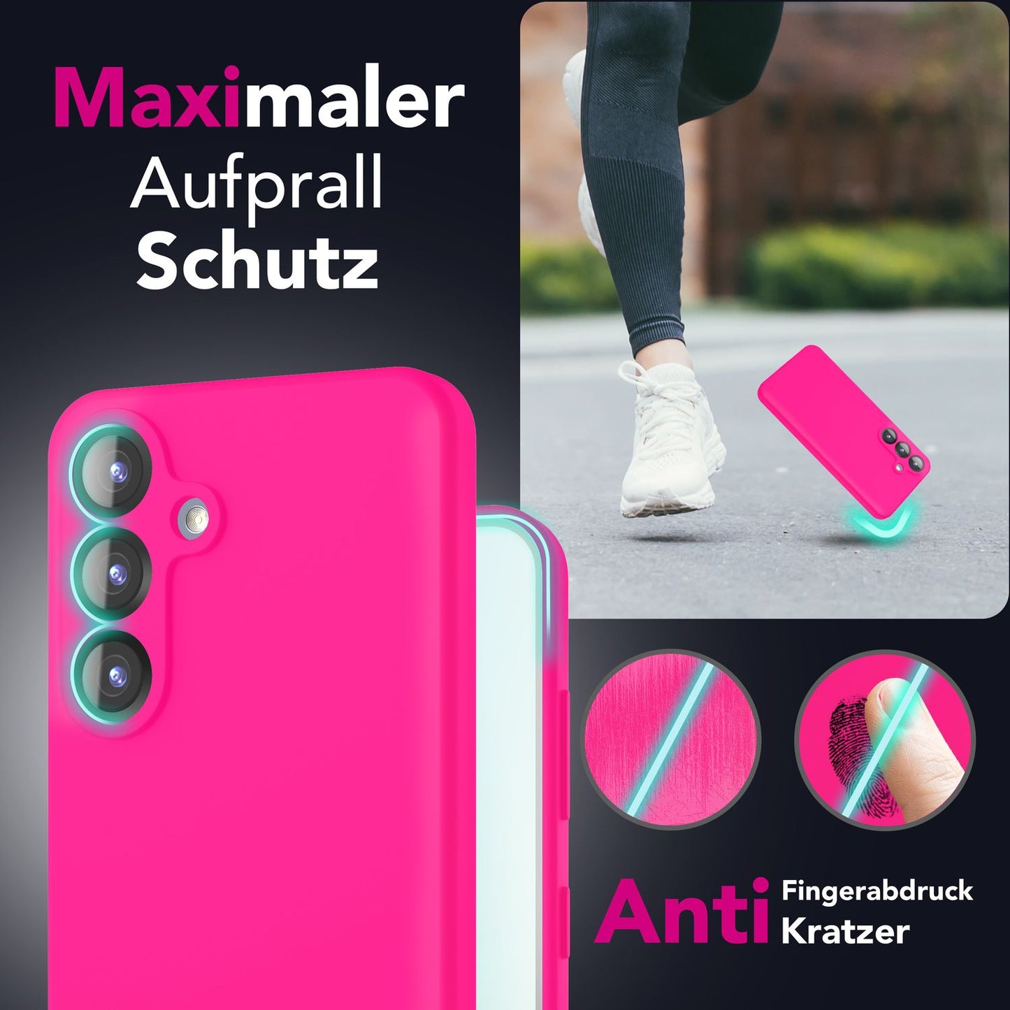 NALIA Silikonhülle für Samsung Galaxy S25 – Kameraschutz & Innenfutter – PHOENIX (Soft-Touch Case) – Marke aus Berlin