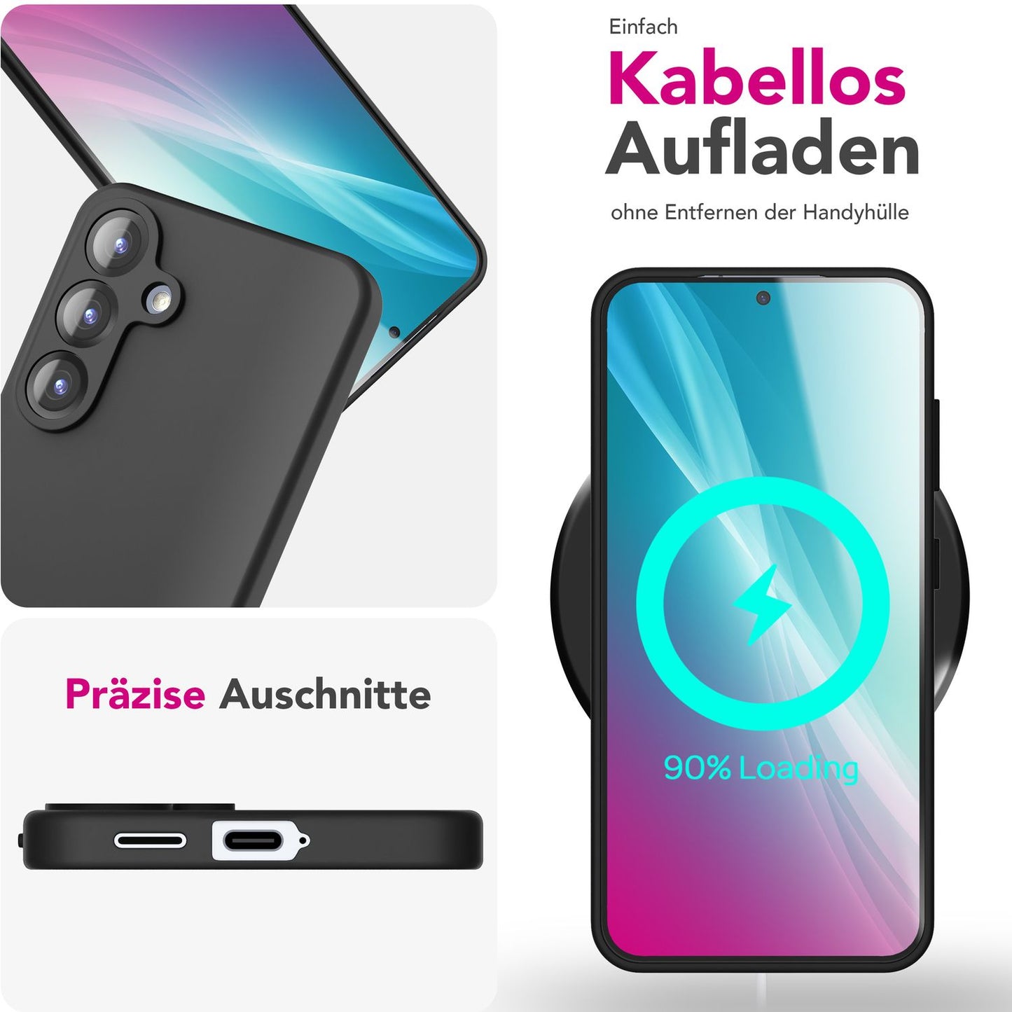 NALIA Silikonhülle für Samsung Galaxy S25 – Kameraschutz & Innenfutter – PHOENIX (Soft-Touch Case) – Marke aus Berlin