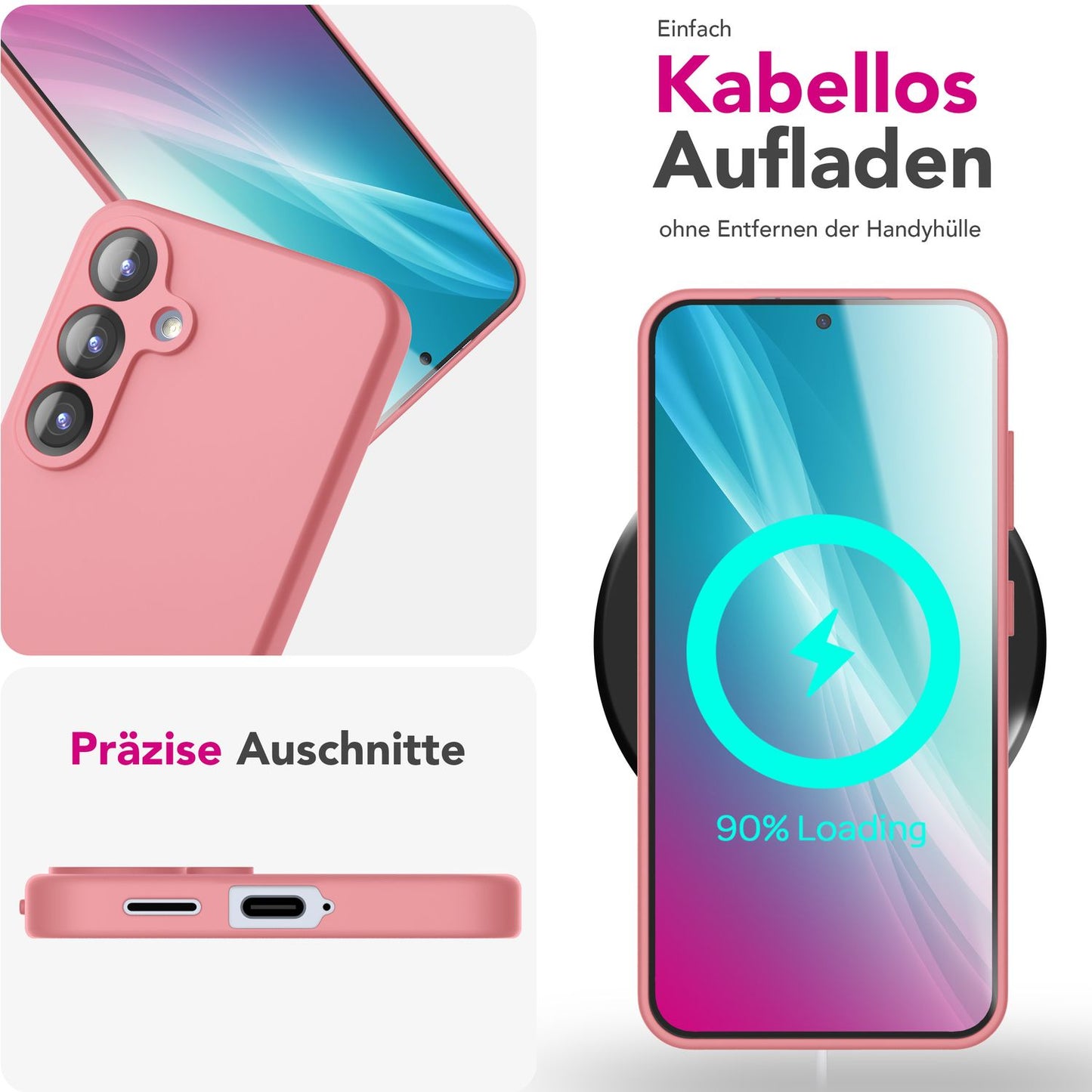 NALIA Silikonhülle für Samsung Galaxy S25 – Kameraschutz & Innenfutter – PHOENIX (Soft-Touch Case) – Marke aus Berlin
