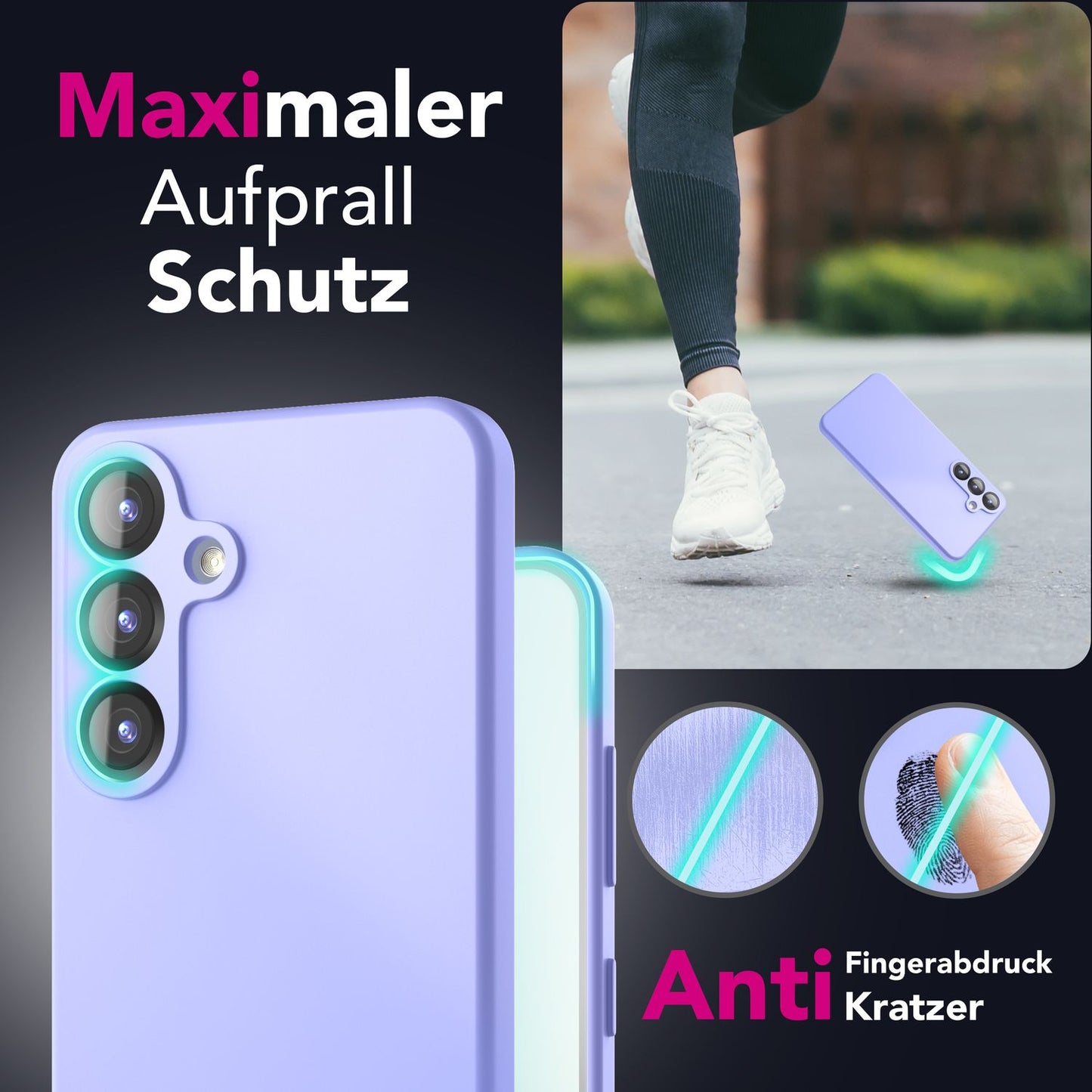 NALIA Silikonhülle für Samsung Galaxy S25 Plus – Kameraschutz & Innenfutter – PHOENIX (Soft-Touch Case) – Marke aus Berlin