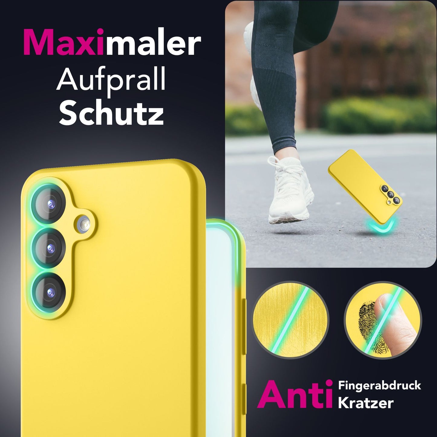 NALIA Silikonhülle für Samsung Galaxy S25 Plus – Kameraschutz & Innenfutter – PHOENIX (Soft-Touch Case) – Marke aus Berlin