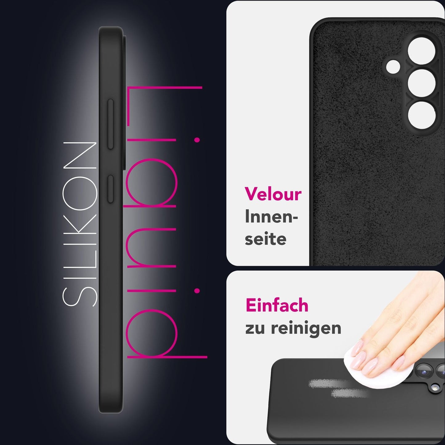 NALIA Silikonhülle für Samsung Galaxy S25 Plus – Kameraschutz & Innenfutter – PHOENIX (Soft-Touch Case) – Marke aus Berlin
