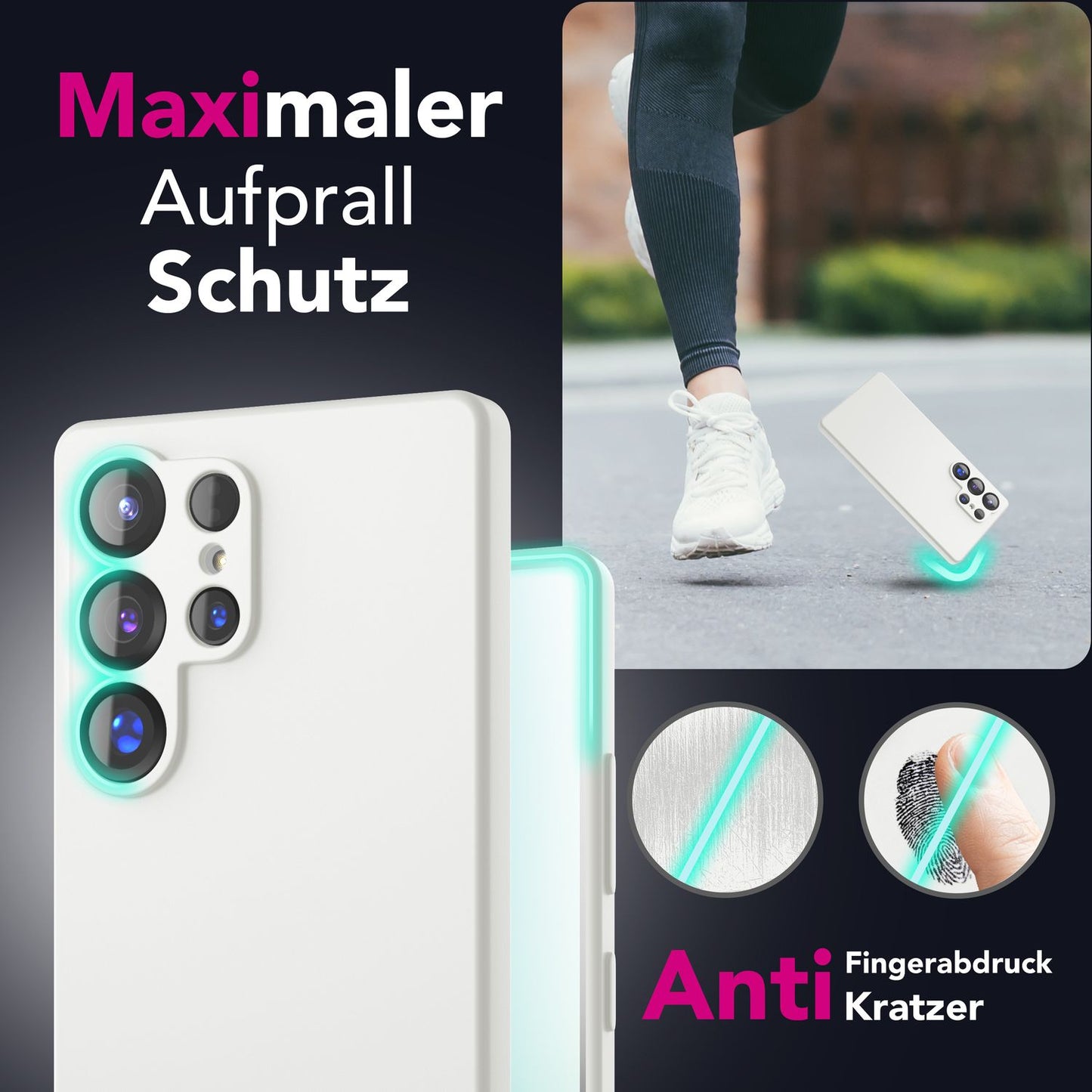 NALIA Silikonhülle für Samsung Galaxy S25 Ultra – Kameraschutz & Innenfutter – PHOENIX (Soft-Touch Case) – Marke aus Berlin
