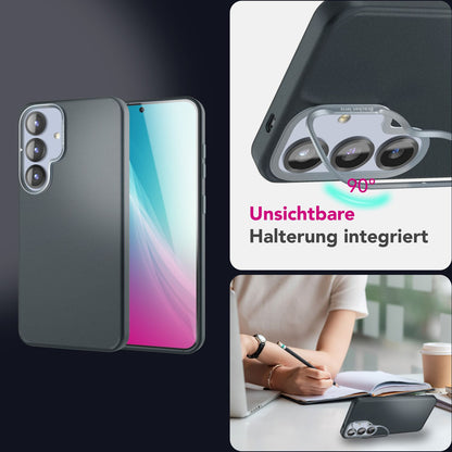 NALIA Magnet Hardcase für Samsung Galaxy S25 – Faltbarer Kamera-Stand – OVERLAND (Schutzhülle Matt & MagSafe Kompatibel) – Marke aus Berlin
