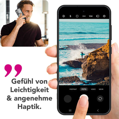 NALIA Triton für Samsung Galaxy S25 Plus Hülle für MagSafe, Magnethülle mit Klappbarem Stand, Ring für Magnetisches Laden, Halb-Transparente Schutzhülle mit schwarzem Silikon-Rand
