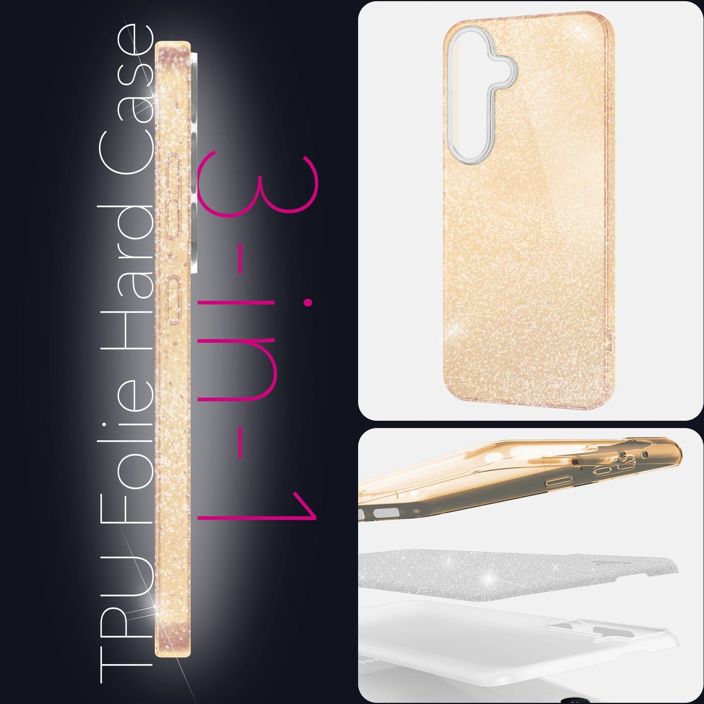 NALIA Glitzerhülle für Samsung Galaxy S25 – Funkelnder Glitzer-Look & Grip – SHINEPOP (Silikon Case) – Marke aus Berlin