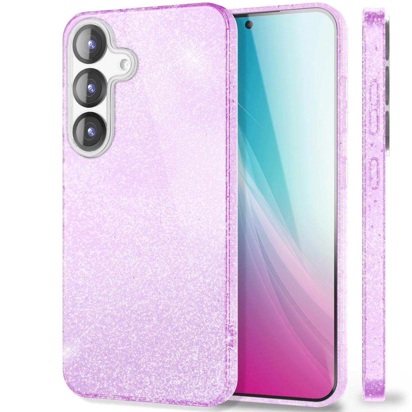 NALIA Glitzerhülle für Samsung Galaxy S25 – Funkelnder Glitzer-Look & Grip – SHINEPOP (Silikon Case) – Marke aus Berlin