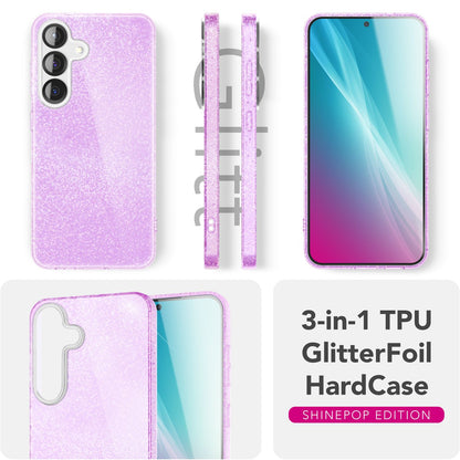 NALIA Glitzerhülle für Samsung Galaxy S25 – Funkelnder Glitzer-Look & Grip – SHINEPOP (Silikon Case) – Marke aus Berlin