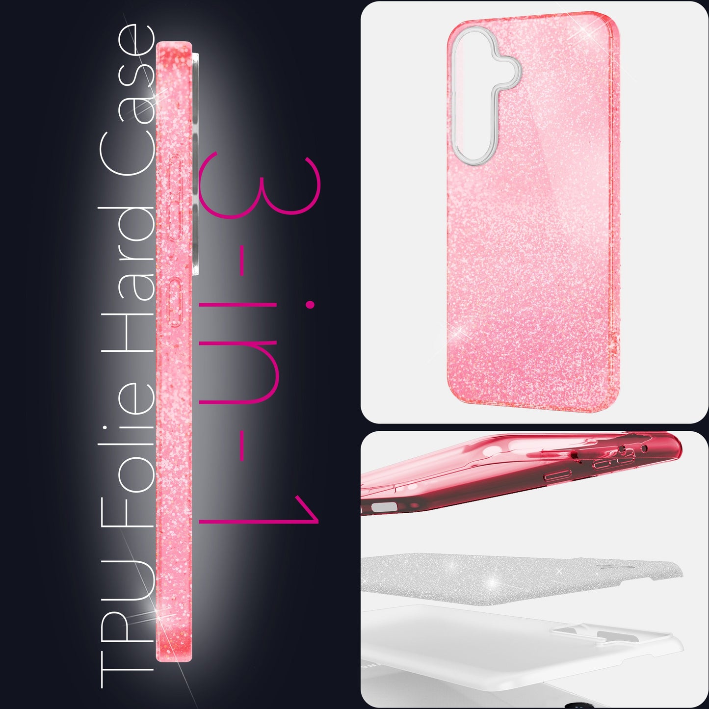 NALIA Glitzerhülle für Samsung Galaxy S25 – Funkelnder Glitzer-Look & Grip – SHINEPOP (Silikon Case) – Marke aus Berlin