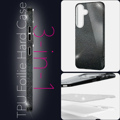 NALIA Glitzerhülle für Samsung Galaxy S25 – Funkelnder Glitzer-Look & Grip – SHINEPOP (Silikon Case) – Marke aus Berlin