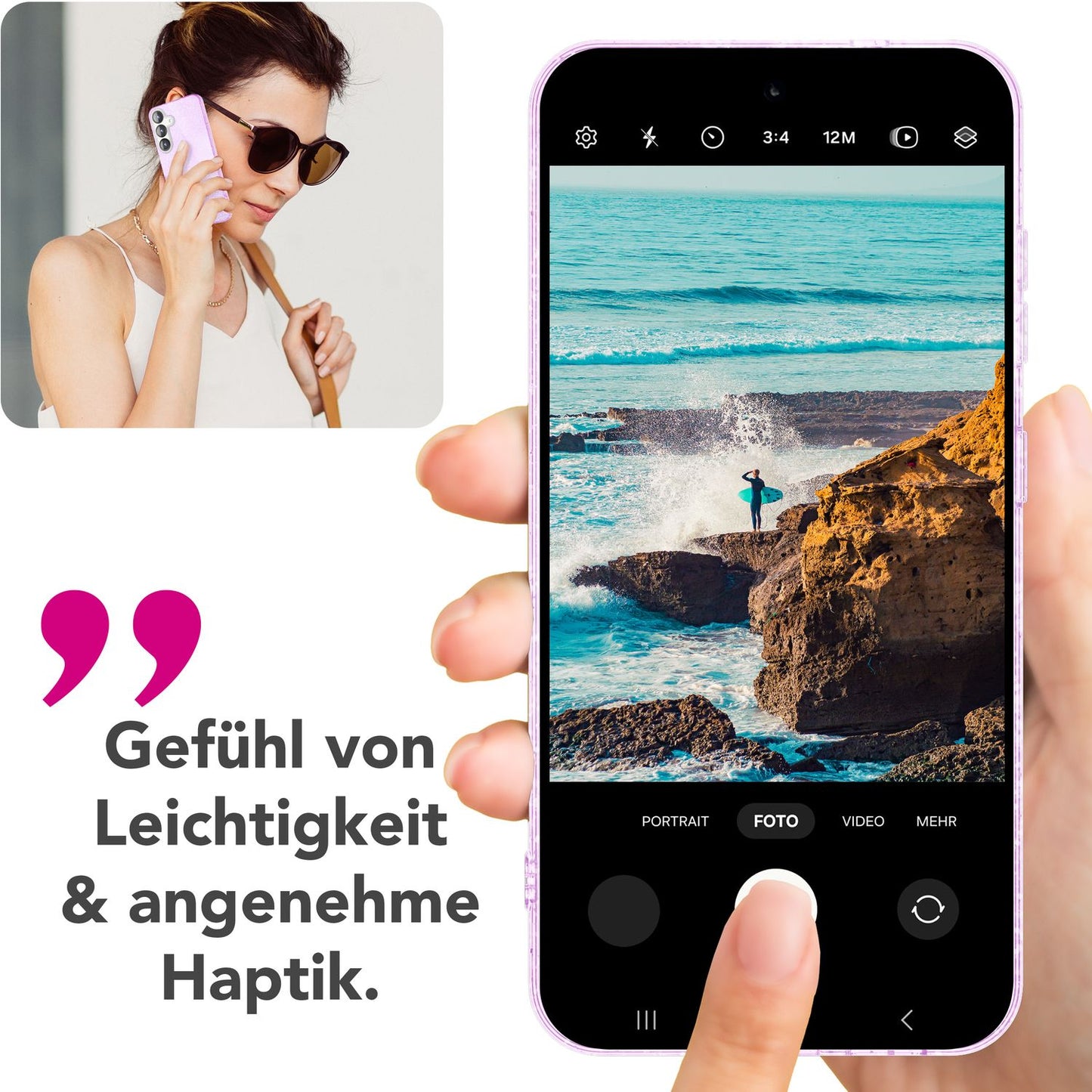 NALIA Glitzerhülle für Samsung Galaxy S25 Plus – Funkelnder Glitzer-Look & Grip – SHINEPOP (Silikon Case) – Marke aus Berlin