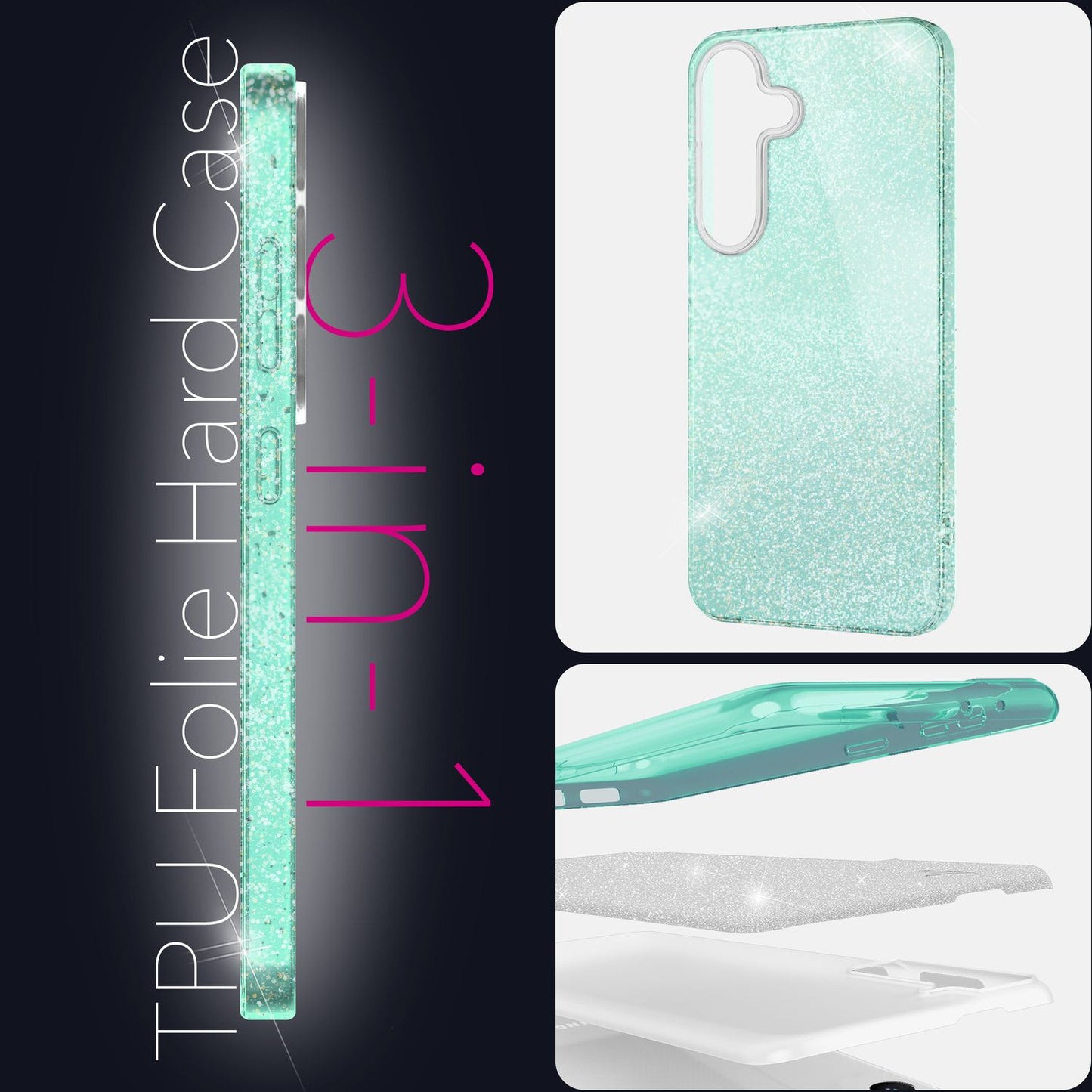 NALIA Glitzerhülle für Samsung Galaxy S25 Plus – Funkelnder Glitzer-Look & Grip – SHINEPOP (Silikon Case) – Marke aus Berlin