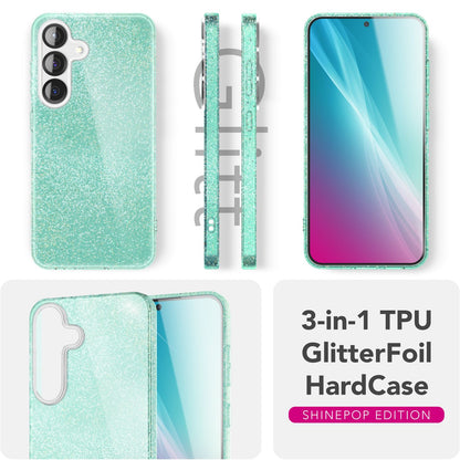NALIA Glitzerhülle für Samsung Galaxy S25 Plus – Funkelnder Glitzer-Look & Grip – SHINEPOP (Silikon Case) – Marke aus Berlin