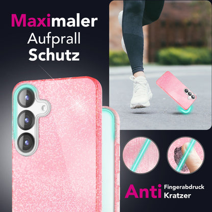 NALIA Glitzerhülle für Samsung Galaxy S25 Plus – Funkelnder Glitzer-Look & Grip – SHINEPOP (Silikon Case) – Marke aus Berlin