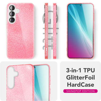 NALIA Glitzerhülle für Samsung Galaxy S25 Plus – Funkelnder Glitzer-Look & Grip – SHINEPOP (Silikon Case) – Marke aus Berlin