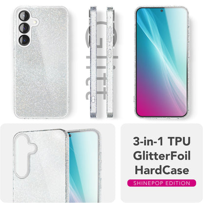 NALIA Glitzerhülle für Samsung Galaxy S25 Plus – Funkelnder Glitzer-Look & Grip – SHINEPOP (Silikon Case) – Marke aus Berlin