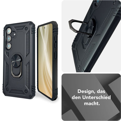 NALIA Panzerhülle für Samsung Galaxy S25 Plus – Ring-Ständer 360° & Magnet-Halterung Kompatibel – RINGDEFEND (Stoßfestes Outdoor Case) – Marke aus Berlin