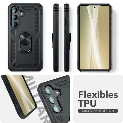 NALIA Panzerhülle für Samsung Galaxy S25 Plus – Ring-Ständer 360° & Magnet-Halterung Kompatibel – RINGDEFEND (Stoßfestes Outdoor Case) – Marke aus Berlin