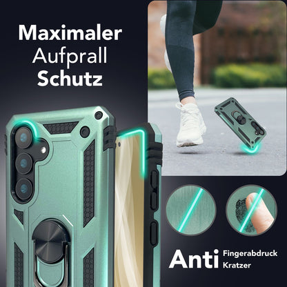 NALIA Panzerhülle für Samsung Galaxy S25 Plus – Ring-Ständer 360° & Magnet-Halterung Kompatibel – RINGDEFEND (Stoßfestes Outdoor Case) – Marke aus Berlin