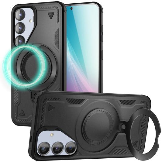 NALIA Magnetische Panzerhülle für Samsung Galaxy S25 Plus – Ring-Halterung 360° & MagSafe kompatibel – STORMGUARD (Outdoor Case) – Marke aus Berlin