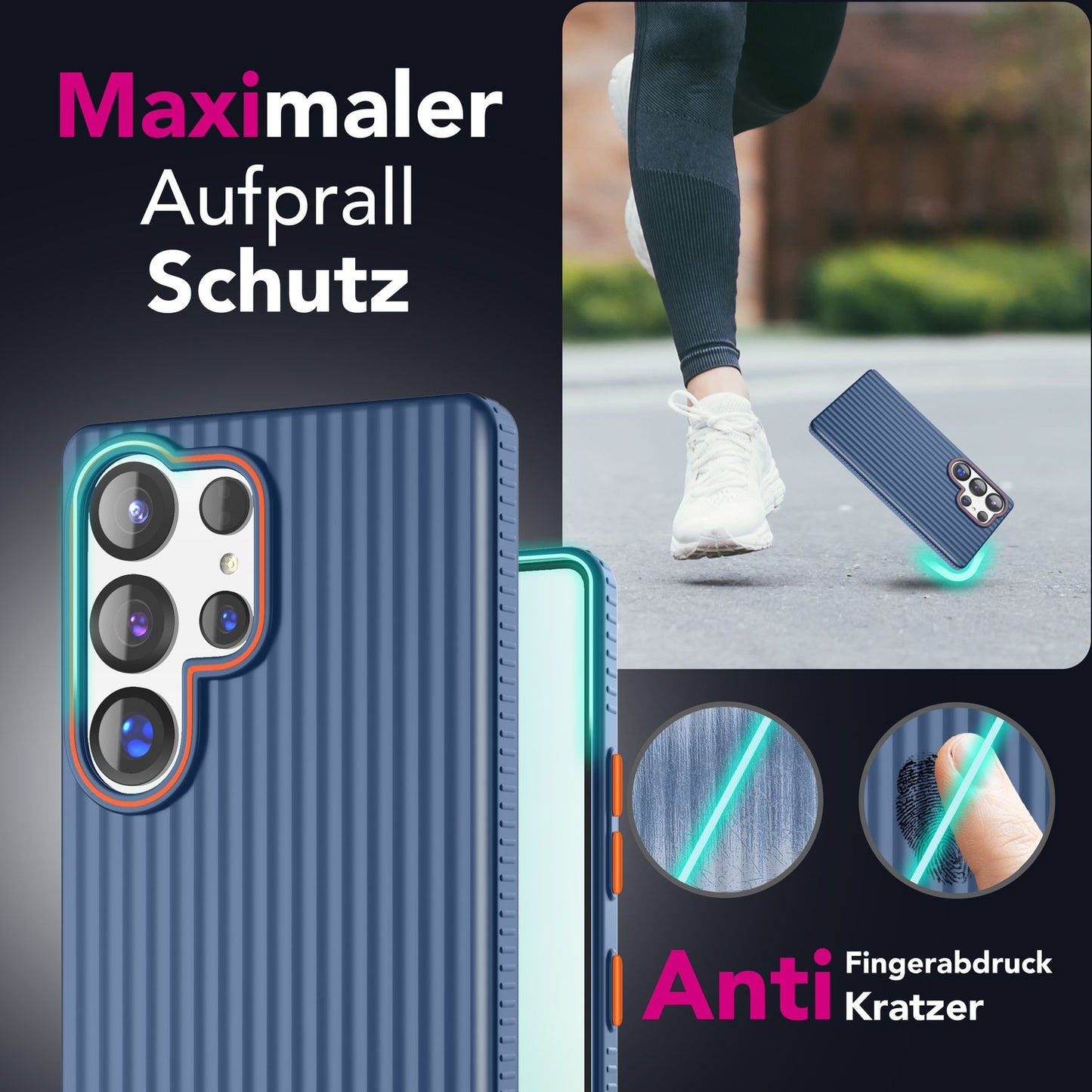 NALIA Matte Hardcase Hülle für Samsung Galaxy S25 Ultra – Anti-Fingerabdruck & Grip – NOVA (Strukturiertes Design) – Marke aus Berlin