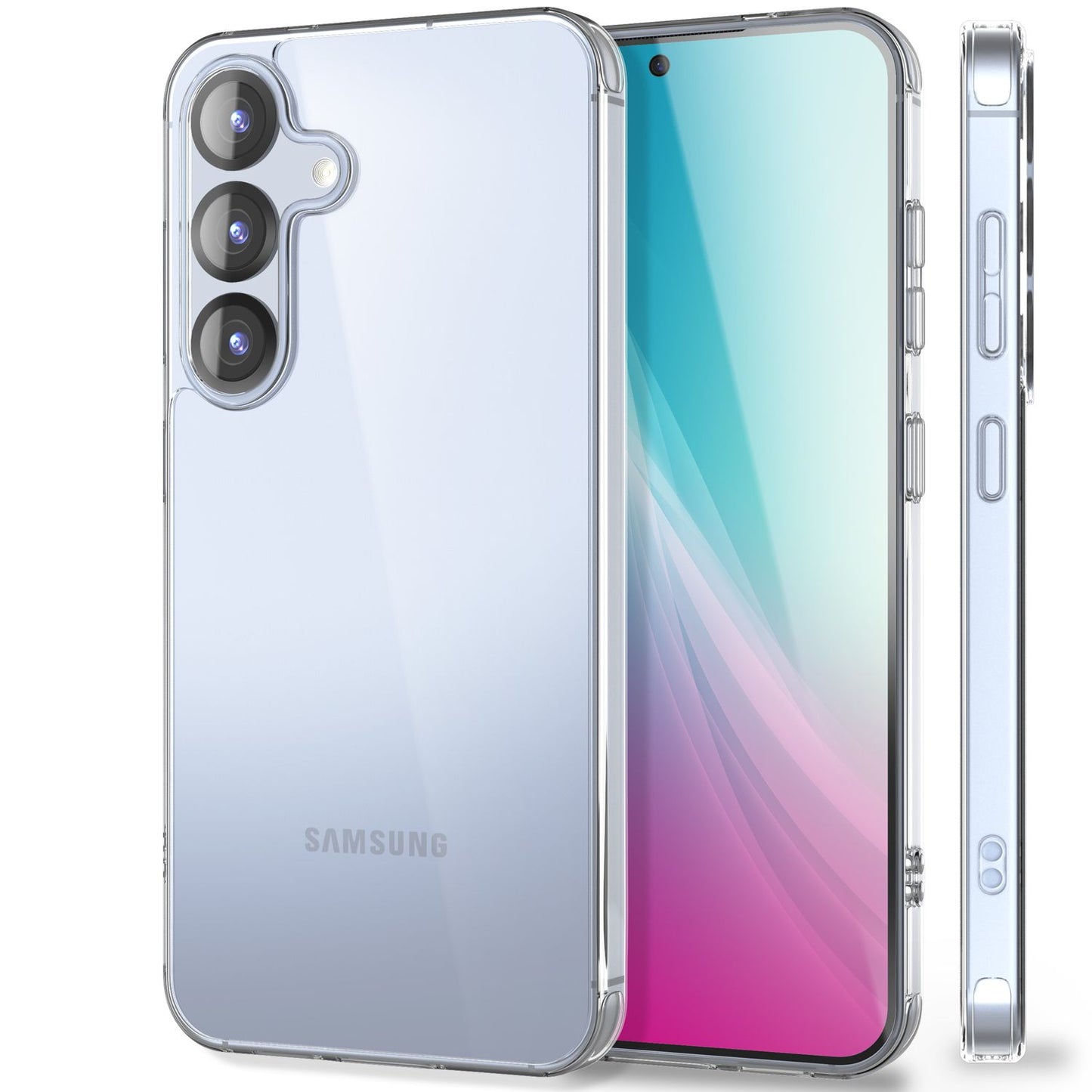 NALIA Transparente Hülle für Samsung Galaxy S25 Plus – Anti-Gelb & Stoßfest – BLYSS (Rückseite in Glas-Optik) – Marke aus Berlin