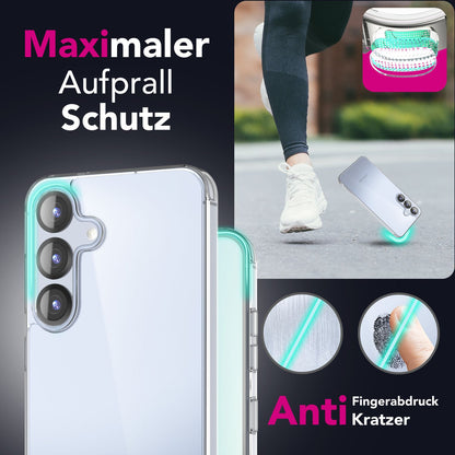 NALIA Transparente Hülle für Samsung Galaxy S25 Plus – Anti-Gelb & Stoßfest – BLYSS (Rückseite in Glas-Optik) – Marke aus Berlin
