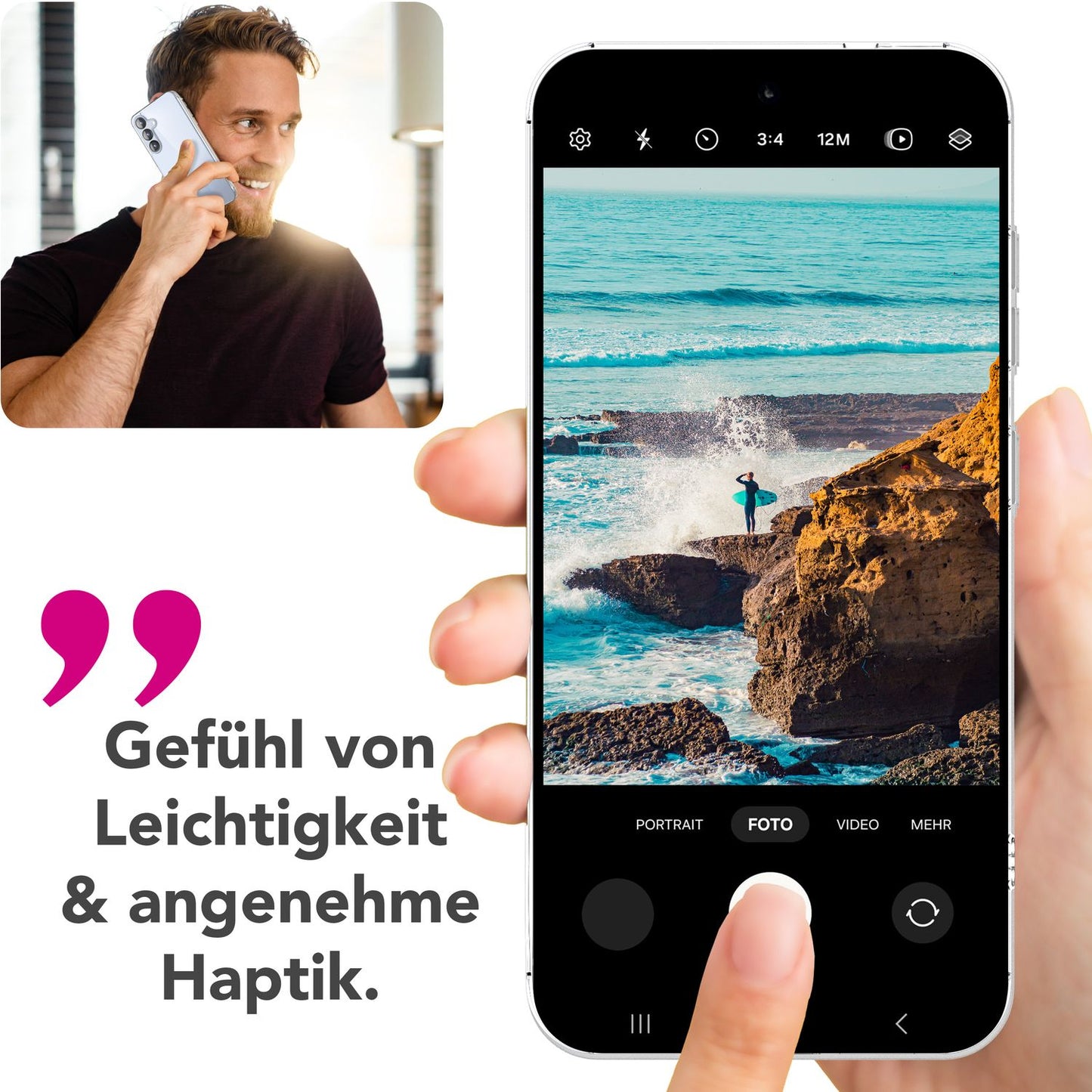 NALIA Transparente Hülle für Samsung Galaxy S25 Plus – Anti-Gelb & Stoßfest – BLYSS (Rückseite in Glas-Optik) – Marke aus Berlin