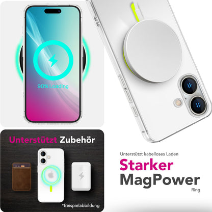 NALIA Ultra Slim Hardcase für iPhone 16 – MagSafe Kompatibel & Nachleuchtender Ring – THINIX GLOW (Matt-Transparent & 0,3mm Dünn) – Marke aus Berlin