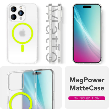 NALIA Ultra Slim Hardcase für iPhone 16 Pro – MagSafe Kompatibel & Nachleuchtender Ring – THINIX GLOW (Matt-Transparent & 0,3mm Dünn) – Marke aus Berlin