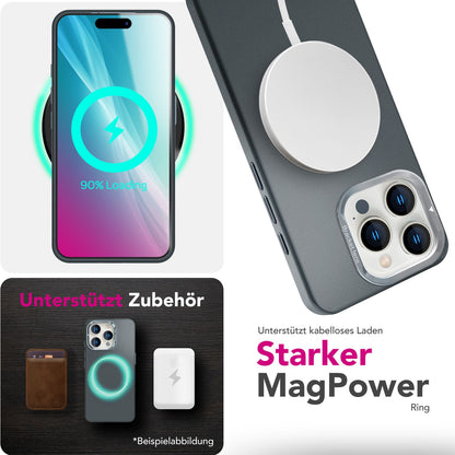 NALIA Magnet Hardcase für iPhone 16 Pro – Faltbarer Kamera-Stand – OVERLAND (Schutzhülle Matt & MagSafe Kompatibel) – Marke aus Berlin