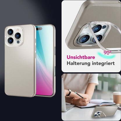 NALIA Magnet Hardcase für iPhone 16 Pro – Faltbarer Kamera-Stand – OVERLAND (Schutzhülle Matt & MagSafe Kompatibel) – Marke aus Berlin