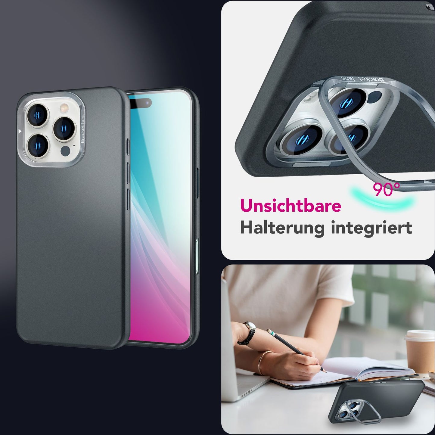 NALIA Magnet Hardcase für iPhone 16 Pro Max – Faltbarer Kamera-Stand – OVERLAND (Schutzhülle Matt & MagSafe Kompatibel) – Marke aus Berlin