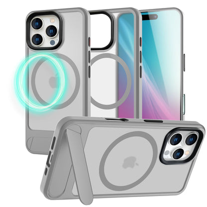 NALIA Magnet-Case für iPhone 16 Pro – Klappständer & Kameraschutz – TRITON (Matt-Transparent & Hybrid-Schutz) – Marke aus Berlin