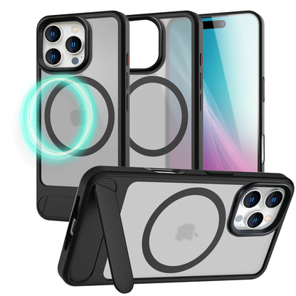 NALIA Magnet-Case für iPhone 16 Pro Max – Klappständer & Kameraschutz – TRITON (Matt-Transparent & Hybrid-Schutz) – Marke aus Berlin