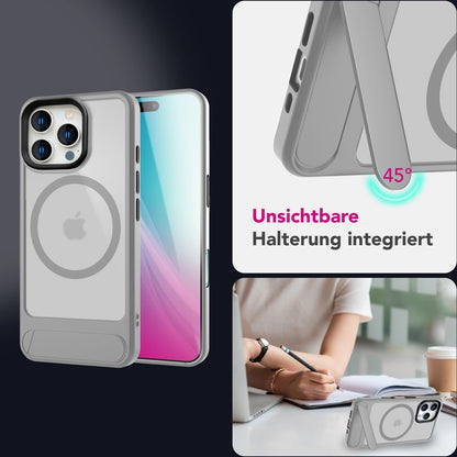 NALIA Magnet-Case für iPhone 16 Pro Max – Klappständer & Kameraschutz – TRITON (Matt-Transparent & Hybrid-Schutz) – Marke aus Berlin