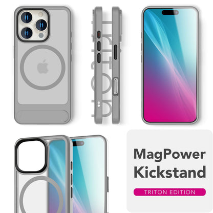 NALIA Magnet-Case für iPhone 16 Pro Max – Klappständer & Kameraschutz – TRITON (Matt-Transparent & Hybrid-Schutz) – Marke aus Berlin