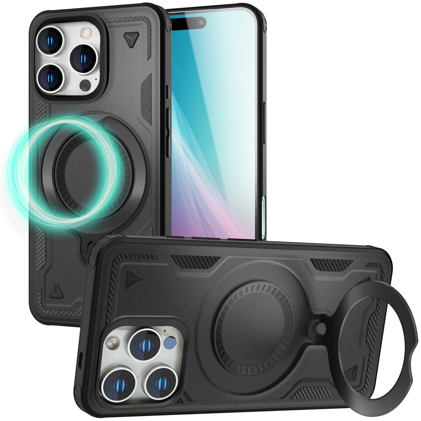 NALIA Magnetische Panzerhülle für iPhone 16 Pro Max – Ring-Halterung 360° & MagSafe kompatibel – STORMGUARD (Outdoor Case) – Marke aus Berlin