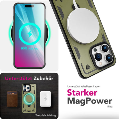 NALIA Magnetische Panzerhülle für iPhone 16 Pro Max – Ring-Halterung 360° & MagSafe kompatibel – STORMGUARD (Outdoor Case) – Marke aus Berlin