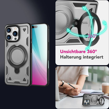 NALIA Magnetische Panzerhülle für iPhone 16 Pro Max – Ring-Halterung 360° & MagSafe kompatibel – STORMGUARD (Outdoor Case) – Marke aus Berlin